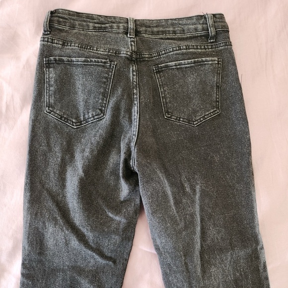 Oak & Poppy Faded Black Straight Leg Ankle Raw Hem Jeans Size 8 - Picture 9 of 9